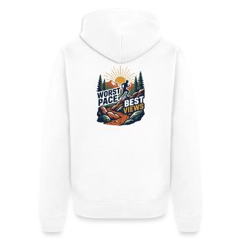 Trail Running - Worst Pace. Best Views - Unisex Premium Organic Zip Hoodie - white - Back - Thijin (182cm)
