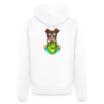 Neon goggle adventurer - Unisex Premium Organic Zip Hoodie - white - Back - Thijin (182cm)