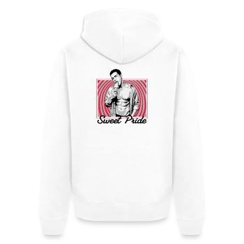 Sexy Man T-Shirt Pride - Unisex Premium Bio Zip Hoodie - Weiß - Hinten - Thijin (182cm)