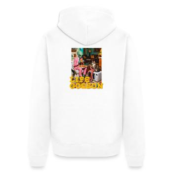 Un moment surréaliste avec une pizza extraterrestre - Veste à capuche bio Premium Unisexe - blanc - Dos - Thijin (182cm)