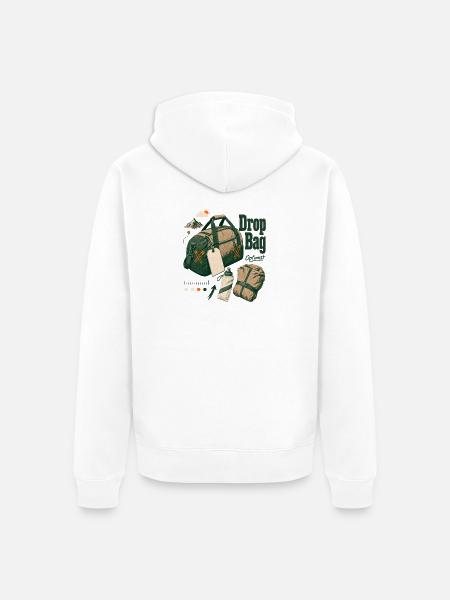 Ultra Marathon Drop Bag Optimist, Finisher-Crew - Unisex Premium Bio Zip Hoodie - Weiß