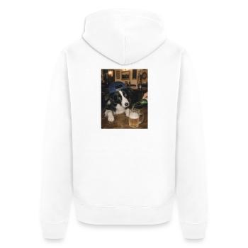 Papa Border Collie Berger Bière assoiffé - Veste à capuche bio Premium Unisexe - blanc - Dos - Thijin (182cm)