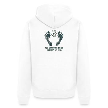 Auf mich ist Verlass, aber nur bis zu einer Armamp - Unisex Premium Bio Zip Hoodie - Weiß - Hinten - Thijin (182cm)