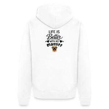 Das Leben Ist Besser Mit Meinem Mastiff-hund - Unisex Premium Bio Zip Hoodie - Weiß - Hinten - Thijin (182cm)