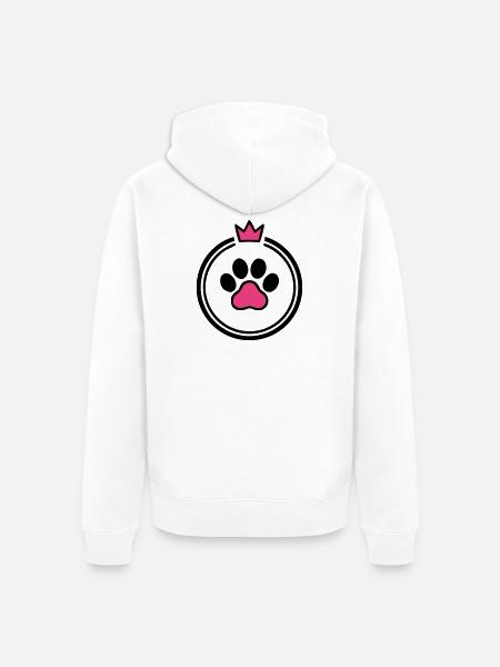 Hundepfote Krone Herz Knochen Hundemama - Unisex Premium Bio Zip Hoodie - Weiß