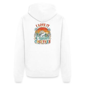 Ich liebe es, wenn wir zusammen kreuzen Retro Vintag - Unisex Premium Bio Zip Hoodie - Weiß - Hinten - Thijin (182cm)