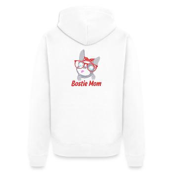 Boston Terrier - Unisex Premium Bio Zip Hoodie - Weiß - Hinten - Thijin (182cm)