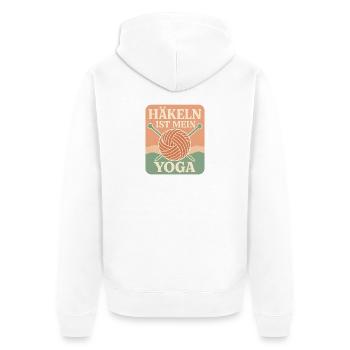Häkeln ist mein Yoga - Unisex Premium Bio Zip Hoodie - Weiß - Hinten - Thijin (182cm)