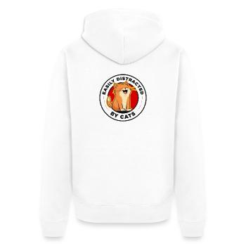 Leicht von Katzen ablenkbar - Unisex Premium Bio Zip Hoodie - Weiß - Hinten - Thijin (182cm)