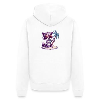 Waschbär Bier Lustig Saufen - Unisex Premium Bio Zip Hoodie - Weiß - Hinten - Thijin (182cm)
