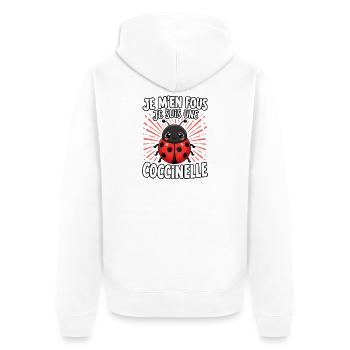  Je m'en fous je suis une coccinelle - süßer - Unisex Premium Bio Zip Hoodie - Weiß - Hinten - Thijin (182cm)