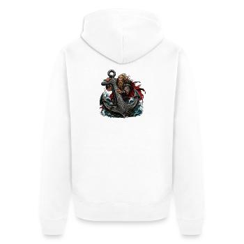 Nordischer Krieger und Stahlanker - Unisex Premium Bio Zip Hoodie - Weiß - Hinten - Thijin (182cm)