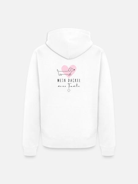 Mein Dackel meine Familie Design - Unisex Premium Bio Zip Hoodie - Weiß