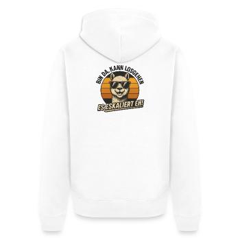 Bin Da Kann Losgehen Es Eskaliert Eh Alpaka Party - Unisex Premium Bio Zip Hoodie - Weiß - Hinten - Thijin (182cm)
