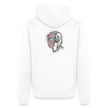 Pastel patchwork elephant - Unisex Premium Organic Zip Hoodie - white - Back - Thijin (182cm)
