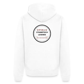 Stammtisch Legende – Offizielles Abzeichen - Unisex Premium Bio Zip Hoodie - Weiß - Hinten - Thijin (182cm)