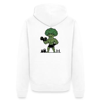 GYM Broccoli Bodybuilder - Veste à capuche bio Premium Unisexe - blanc - Dos - Thijin (182cm)