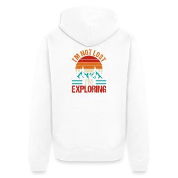 Hiking Mountain Trail Backpacking Outdoors Wildern - Unisex Premium Bio Zip Hoodie - Weiß - Hinten - Thijin (182cm)