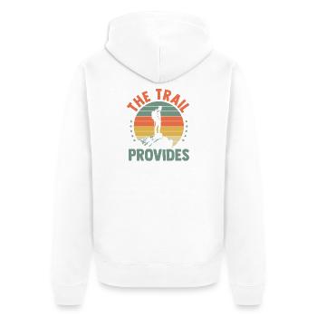 Randonnée sur sentier de montagne Randonnée en plein air Braconnage - Veste à capuche bio Premium Unisexe - blanc - Dos - Thijin (182cm)