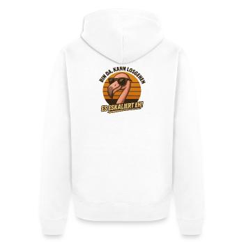 Kann Losgehen Es Eskaliert Eh Flamingo Party - Unisex Premium Bio Zip Hoodie - Weiß - Hinten - Thijin (182cm)