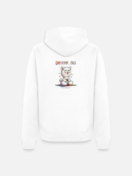 Ommmmm Paka Yoga Alpaka Meditation - Unisex Premium Bio Zip Hoodie - Weiß