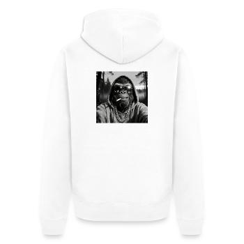 Gorille fumant une cigarette - Veste à capuche bio Premium Unisexe - blanc - Dos - Thijin (182cm)