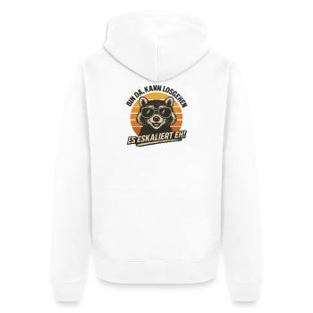 Kann Losgehen Es Eskaliert Eh Waschbär Party  - Unisex Premium Bio Zip Hoodie - Weiß - Hinten - Thijin (182cm)