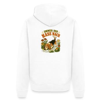 Beagle Immer der Nase nach - Unisex Premium Bio Zip Hoodie - Weiß - Hinten - Thijin (182cm)