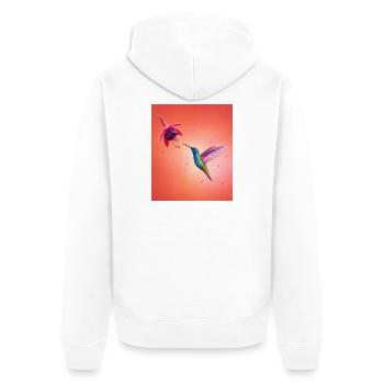Colibri lumineux au bord de la fleur - Veste à capuche bio Premium Unisexe - blanc - Dos - Thijin (182cm)