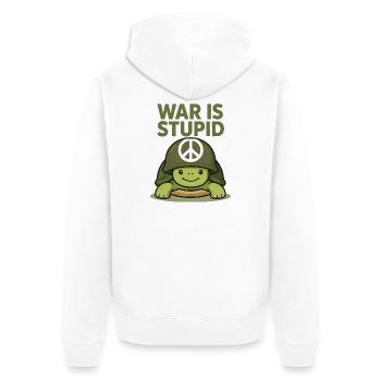 War Is Stupid Schildkröte mit Peace Zeichen - Unisex Premium Bio Zip Hoodie - Weiß - Hinten - Thijin (182cm)