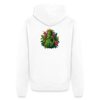 Zucchini Übeltäter im Blattgewand - Unisex Premium Bio Zip Hoodie - Weiß - Hinten - Thijin (182cm)