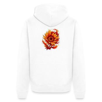 Flammende Sonnenblume Blütenkunst - Unisex Premium Bio Zip Hoodie - Weiß - Hinten - Thijin (182cm)