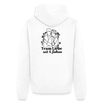 Team Liebe seit 4 Jahren Jahrestag Geschenk Paar - Unisex Premium Bio Zip Hoodie - Weiß - Hinten - Thijin (182cm)