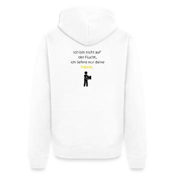 Lustiges Paketfahrer T-Shirt - Unisex Premium Bio Zip Hoodie - Weiß - Hinten - Thijin (182cm)