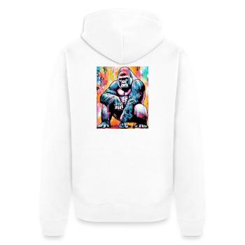 gorilla - Unisex Premium Organic Zip Hoodie - white - Back - Thijin (182cm)