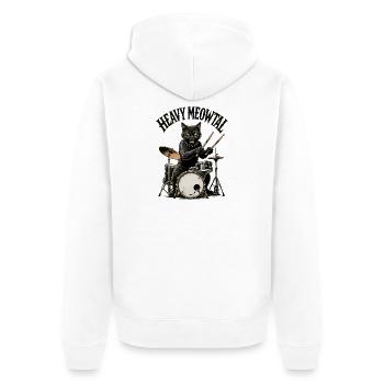 Heavy Meowtal Katzen schlagzeug - Unisex Premium Bio Zip Hoodie - Weiß - Hinten - Thijin (182cm)