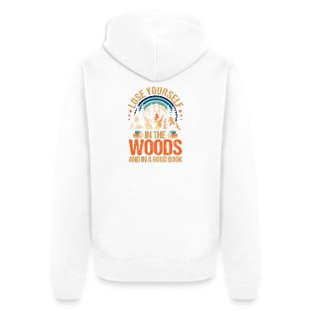 Hiking Mountain Trail Backpacking Outdoors Reading - Unisex Premium Bio Zip Hoodie - Weiß - Hinten - Thijin (182cm)