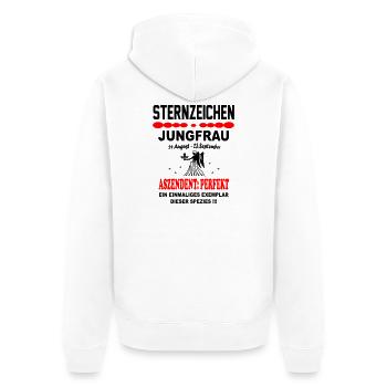 Jungfrau Sternzeichen Horoskop Aszendent Perfekt - Unisex Premium Bio Zip Hoodie - Weiß - Hinten - Thijin (182cm)