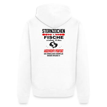 Fische Sternzeichen Horoskop Aszendent Perfekt - Unisex Premium Bio Zip Hoodie - Weiß - Hinten - Thijin (182cm)