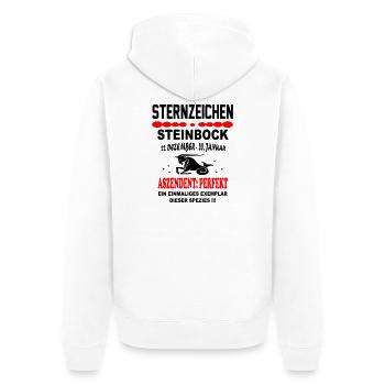 Steinbock Sternzeichen Horoskop Aszendent Perfekt - Unisex Premium Bio Zip Hoodie - Weiß - Hinten - Thijin (182cm)