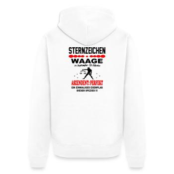 Waage Sternzeichen Horoskop Aszendent Perfekt - Unisex Premium Bio Zip Hoodie - Weiß - Hinten - Thijin (182cm)