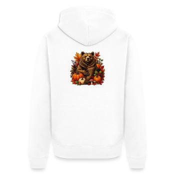 Ours d’automne avec la magie de la citrouille - Veste à capuche bio Premium Unisexe - blanc - Dos - Thijin (182cm)