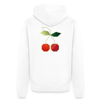 Minimalist Cherries Illustration - Unisex Premium Organic Zip Hoodie - white - Back - Thijin (182cm)