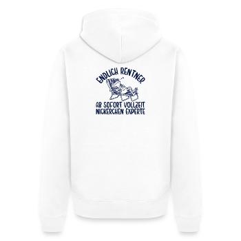 Rentner Vollzeit Nickerchen Experte Retro - Unisex Premium Bio Zip Hoodie - Weiß - Hinten - Thijin (182cm)