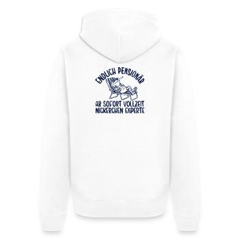 Pensionär Vollzeit Nickerchen Experte Retro - Unisex Premium Bio Zip Hoodie - Weiß - Hinten - Thijin (182cm)
