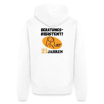 Comic Geburtstag 20 Jahre Happy Birthday - Unisex Premium Bio Zip Hoodie - Weiß - Hinten - Thijin (182cm)