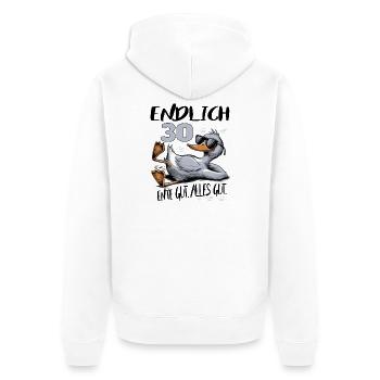 Geburtstag Ente Gut Alles Gut 30 Jahre - Unisex Premium Bio Zip Hoodie - Weiß - Hinten - Thijin (182cm)