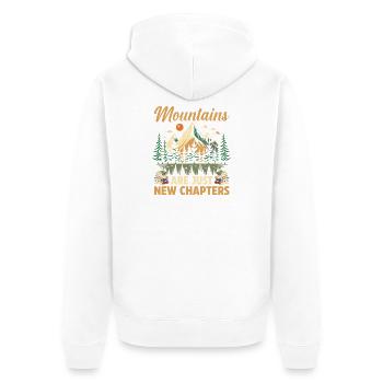 Hiking Mountain Trail Backpacking Outdoors Reading - Unisex Premium Organic Zip Hoodie - white - Back - Thijin (182cm)
