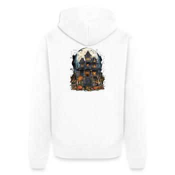 Halloween Haunted House Full Moon Halloween Party - Unisex Premium Organic Zip Hoodie - white - Back - Thijin (182cm)