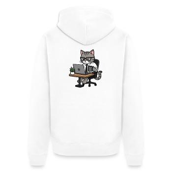 focus-plan-meow - Unisex Premium Organic Zip Hoodie - white - Back - Thijin (182cm)